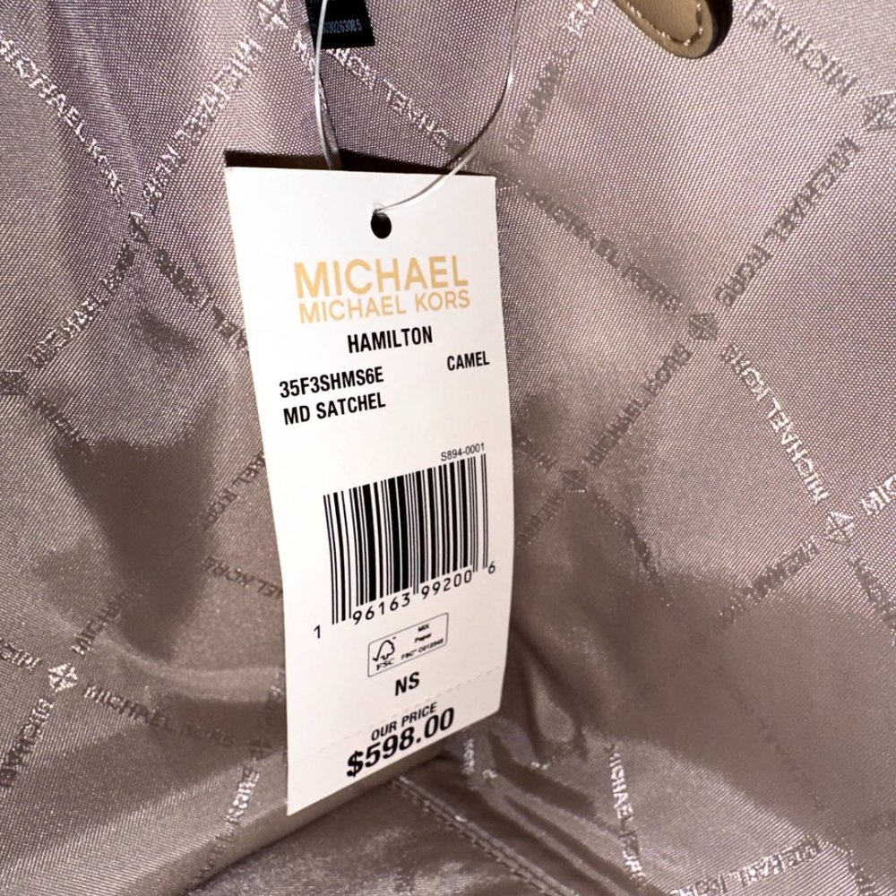 Michael Kors Hamilton Medium Satchel Crossbody Bag/Wallet Option Camel NWT Women - Picture 7 of 13